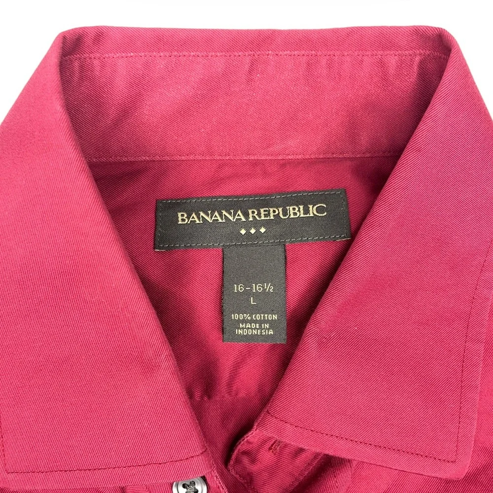 Banana Republic Dress Shirt Mens L 16-16.5 Red Cotton Long Sleeve‎ Button Down